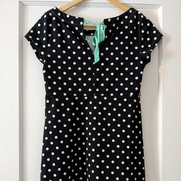 Anthropologie 9-1H5 Black and White Dot Knit Dress with Mint Back tie - Picture 2 of 3